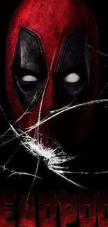 Deadpool mask on black background mobile wallpaper.