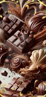 Intricate chocolate fantasy art design with luxurious swirls and patterns.