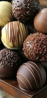 Artistic display of assorted chocolate truffles.
