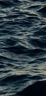 A serene dark blue ocean waves wallpaper for mobile devices.