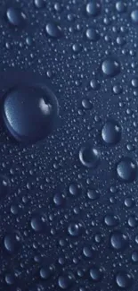 Deep blue wallpaper with water droplets.