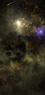 Dark galaxy wallpaper with stars and cosmic clouds.