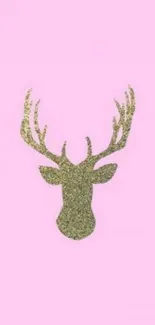 Glittery deer silhouette on pink background wallpaper.