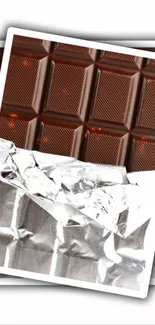 Chocolate bar with foil wrapper.