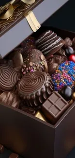 Assorted Gourmet Chocolates in an Open Box