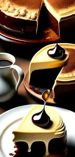 Artistic chocolate cake slices wallpaper