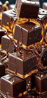 Chocolate cubes with dripping sweetness