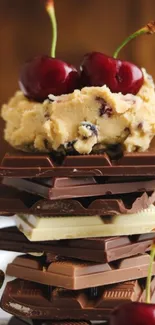 Delicious Chocolate Cherry Stack Live Wallpaper