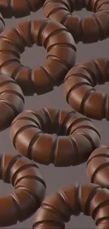 3D wallpaper of chocolate donuts pattern