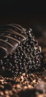 Rich chocolate truffle on a textured background.