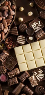 Assorted chocolates and nuts wallpaper for mobile.