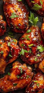 Delicious grilled chicken wings with herbs