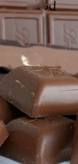 Close-up image of delicious milk chocolate squares.