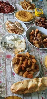 A colorful spread of Spanish cuisine on a table.