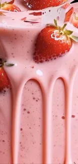 Close-up of a delicious strawberry smoothie in a glass.