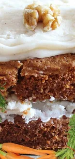 A delicious walnut cake with creamy frosting, perfect for dessert lovers.