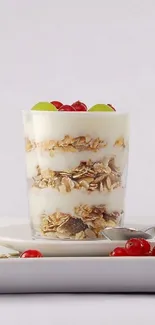 Delicious parfait with yogurt, granola, and fruit.