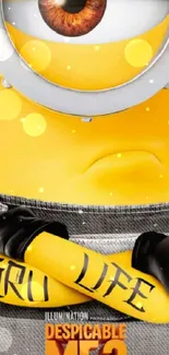 Despicable Me 3 Minion showing Gru Life tattoo.