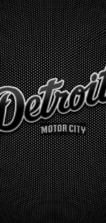 Detroit Motor City text on black dotted background.