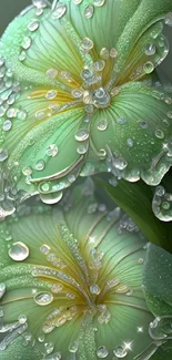 Dew-covered green flowers in artistic design.