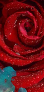 Dewy red rose with galaxy background mobile wallpaper.