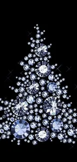 Sparkling diamond tree on black background wallpaper.