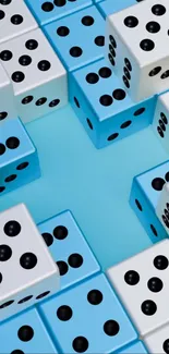 Blue and white dice pattern mobile wallpaper.