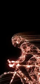 Dynamic digital cyclist artwork with light effects on black background.