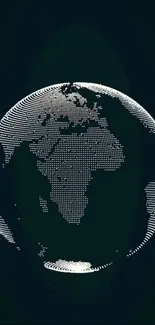 Dotted digital Earth design on dark background.