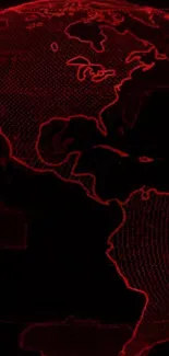 Digital globe wallpaper with red lines highlighting Americas.