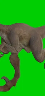 Realistic dinosaur on bright green background wallpaper.