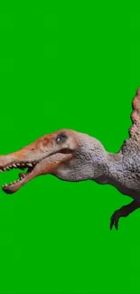 Dinosaur depicted on a vivid green backdrop.