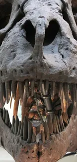 Dinosaur skull with detailed teeth in high-resolution wallpaper.