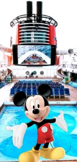 Disney cruise wallpaper featuring a pool and beloved character.