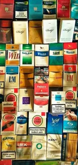 Colorful mobile wallpaper with cigarette pack collection.