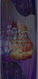 Divine abstract wallpaper with purple tones and spiritual figures.