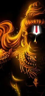 Shiva depicted in vibrant orange hues on a mystical mobile wallpaper.