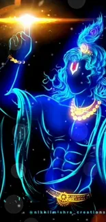 Blue divine figure in vibrant art wallpaper.