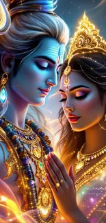 Divine couple artwork with vibrant colors and intricate details.