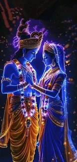 Illustration of a divine couple in vibrant digital art.