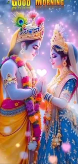 Divine couple depicting spiritual morning blissful scene.