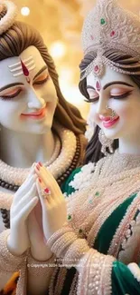 Divine couple in intricate spiritual art with serene ambiance.