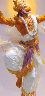 Dancing Hanuman in vibrant art style.