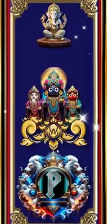 Mobile wallpaper featuring divine deities with vibrant colors and intricate details.