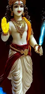 Divine deity with spiritual aura depicted on a mobile wallpaper.