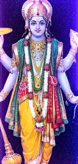 Colorful deity illustration with vibrant divine attire.