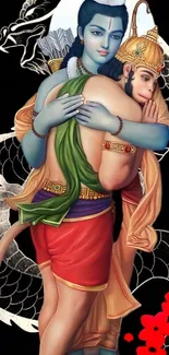 Divine embrace artwork on mobile wallpaper.