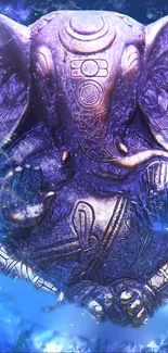 Blue mystical Ganesh mobile wallpaper with divine artistic design.