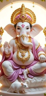 Artistic depiction of Lord Ganesh statue, rich in detail and color, for mobile wallpaper.