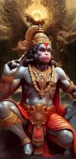 Divine Hanuman artwork in vibrant colors for mobile wallpaper.